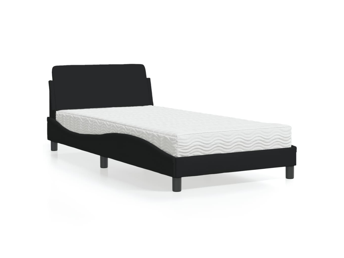 Cama Con Colchón Tela Negro 100x200 Cm