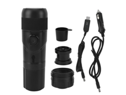Cafetera eléctrica portátil 3 en 1 para coche, viajes y camping (negra)