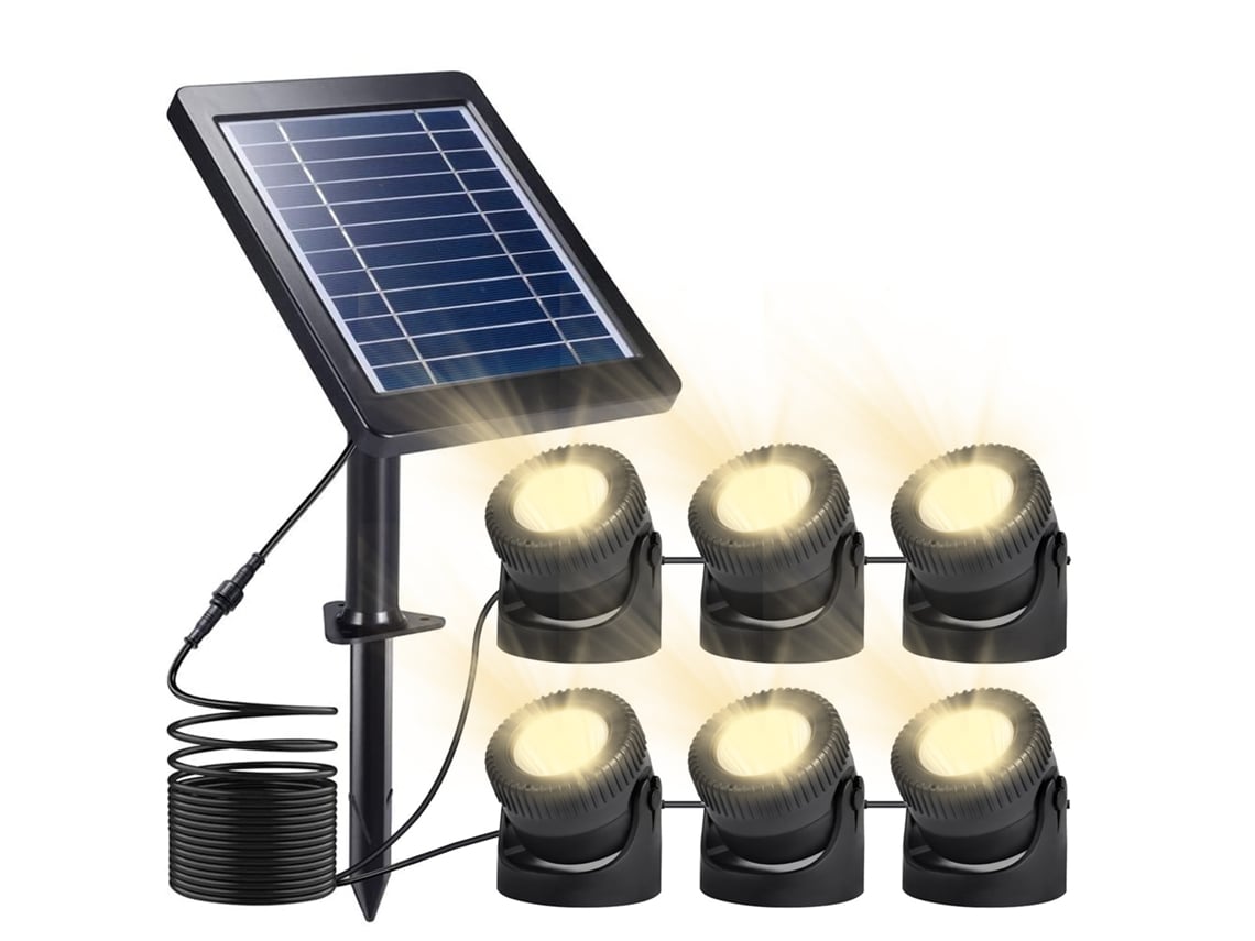 Luces Led Solares Sumergibles 6 En 1 Ip68, Luz Blanca Cálida, 3 Modos Para Estanques, Jardines Y Piscinas.