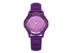 Reloj De Pulsera De Cuarzo Para Mujer Con Correa De Silicona Y Pedrería Morada.