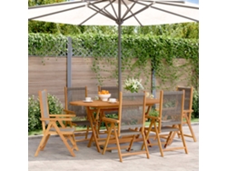 Sillas de jardín reclinables DKD Home Decor de 6 piezas en acacia maciza gris