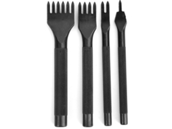 Kit de 4 puntas de cepillo de hierro galvanizado negro para manualidades de cuero.