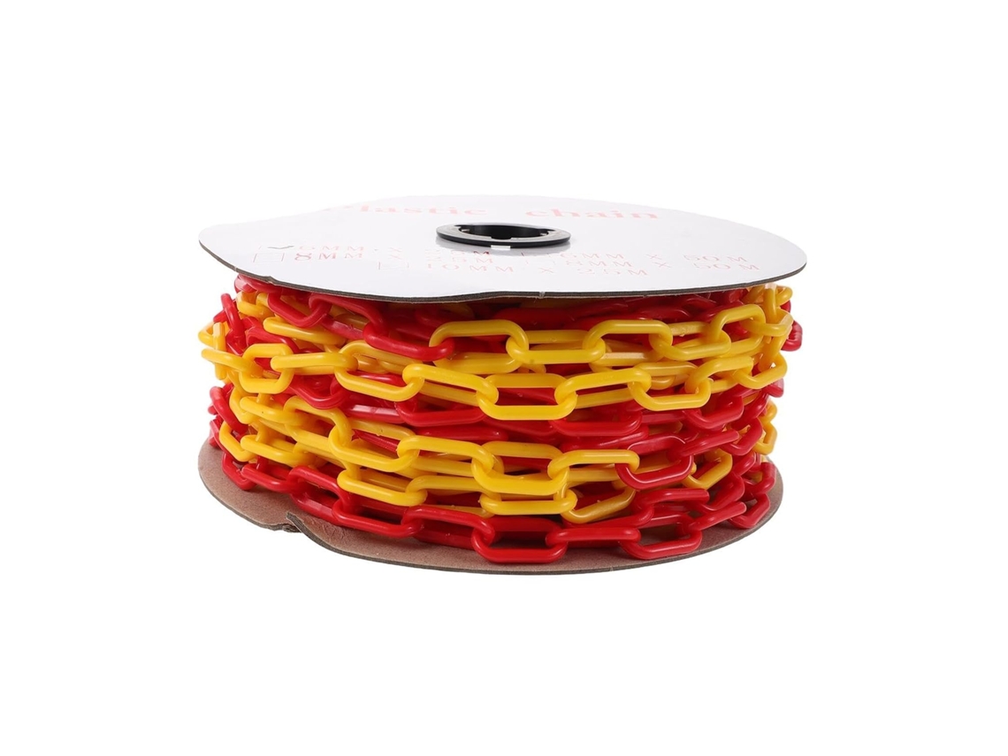 6,25 Cadena De Advertencia De Plástico Ligero, Amarillo Y Rojo, Barrera