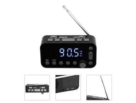 Radio Reloj HURRISE Fm para Dormitorio Radio Reloj Dab/Fm con 5 Estaciones Predefinidas Dos Salas de Video