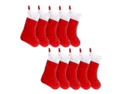 Juego de 10 medias navideñas de fieltro rojo, organizador de medias, ideal para guardar regalos en casa o junto a la chimenea. Hengjian