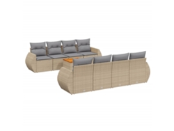 Conjunto de 9 sofás de jardín con cojines de mimbre beige MAISON EXCLUSIVE (90x200 cm)