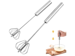 2 Batidores Acero Inox Semiautomáticos 30+25cm, Para Huevos/leche, Rotativos