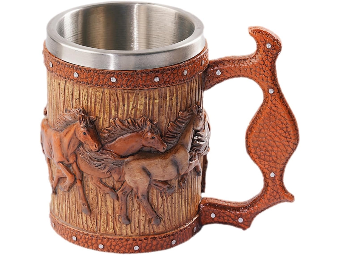 Jarra De Cerveza De Resina Estilo Vikingo, Vaso Grueso De 650 Ml Con Diseño Creativo.
