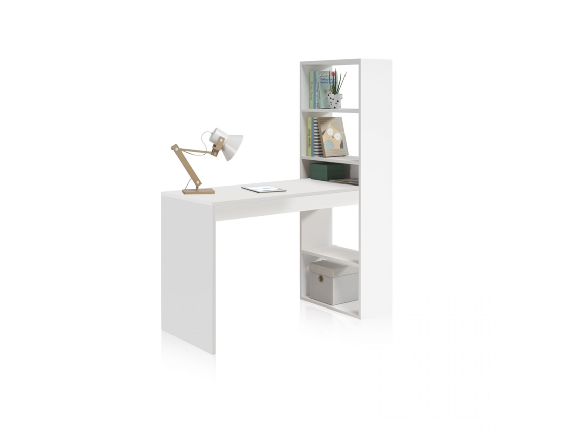 Mesa de escritorio con estantería Duplo Blanco Artik (Blanco Mate) Mesa:120/Estantería:25 x Mesa:71/Estantería:144 x Mesa: 53cm / Estantería: 54cm cm