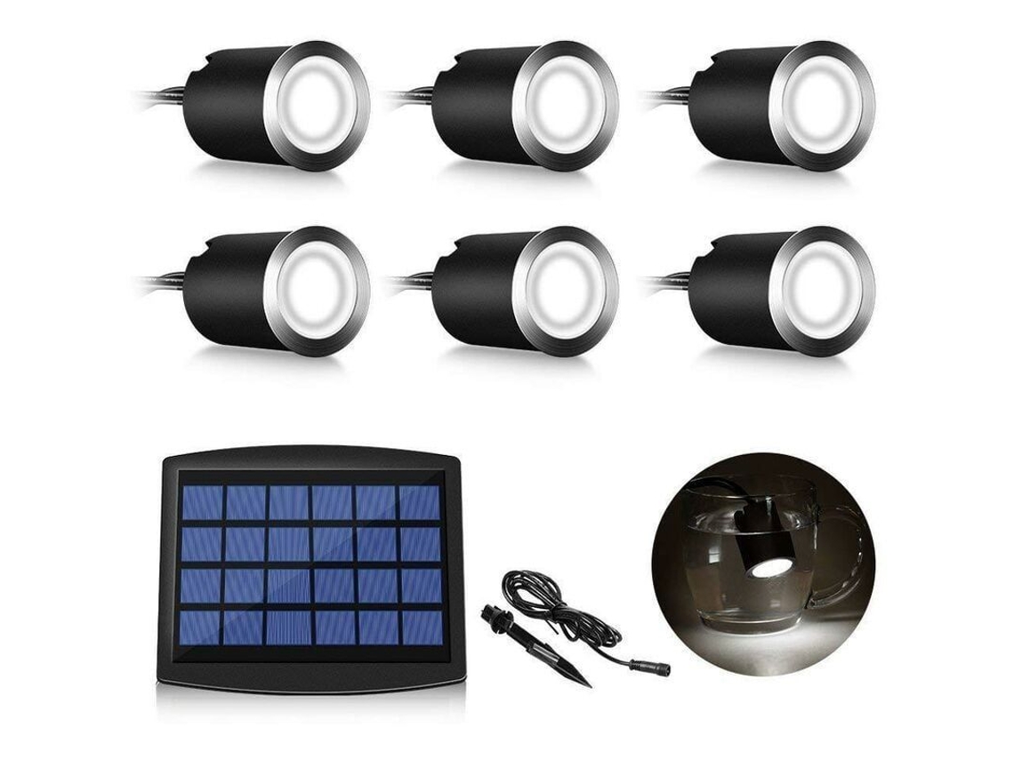 Juego De 6 Focos Solares Led Empotrables Con Clasificación Ip65, 4000k, Para Uso En Exteriores E Interiores, Jardín Y Terraza.