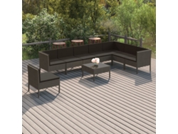 Conjunto de muebles de jardín con cojines, mimbre gris PE Dkd Home Decor
