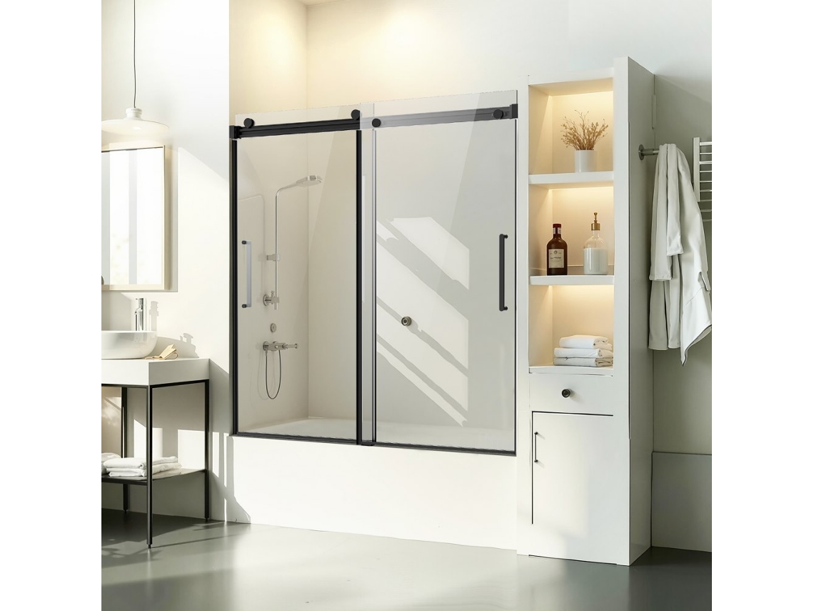 Puerta corrediza de baño sin marco en vidrio templado 1422 1524mm Tekmaquinas