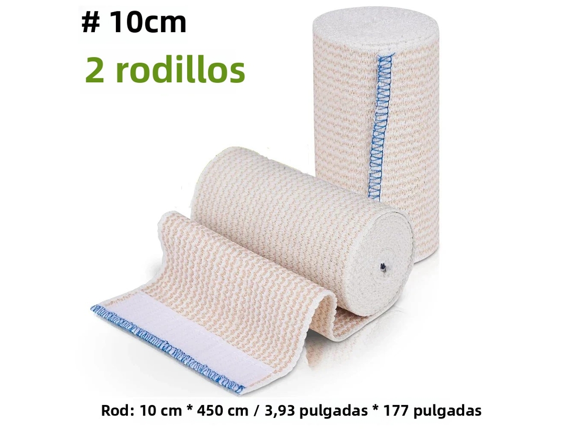 (10cm X 450cm) Paquete De 2 Vendajes Elásticos, Adecuados Para Piernas, Tobillos Y Rodillas.