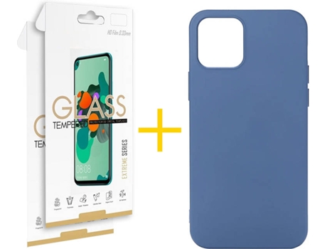 Kit Funda + 2 Protectores de Pantalla Apple iPhone 12 Mini SKYHE Liso (Azul)