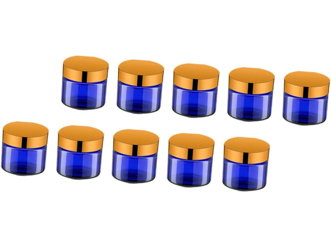 Juego De 12 Frascos De Crema De Vidrio Azul De 20 G, Miniaturas Herméticas Para Cosméticos.