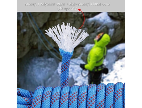 Cuerda de escalada con mosquetón de seguridad estática 10mm Cuerda de alpinismo de rescate de poliéster para senderismo Montañismo Montaña 10M GELL...