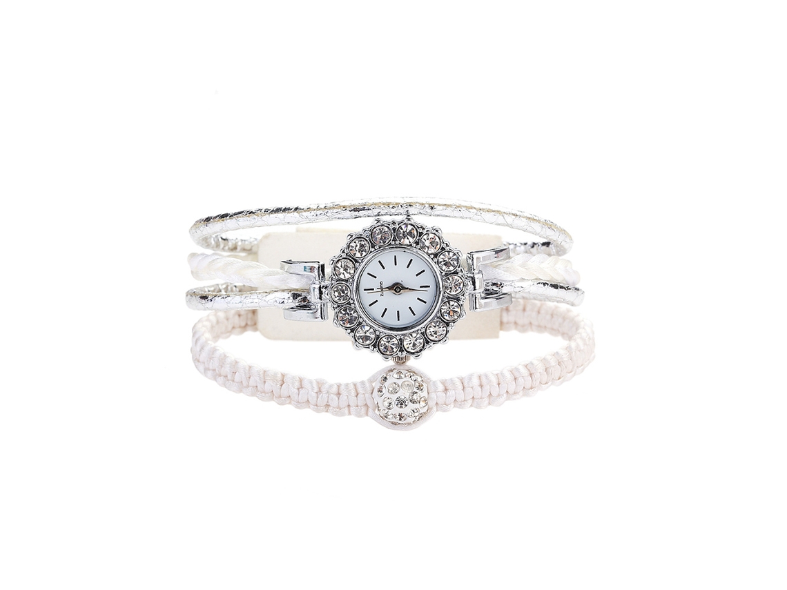 Reloj De Pulsera De Moda Para Mujer Con Correa De Piel Sintética Y Diamantes De Imitación, Movimiento De Cuarzo Blanco.