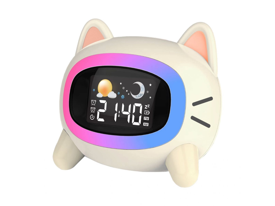 Reloj infantil recargable con reproductor de música Bluetooth portátil, diseño seguro y atractivo para habitaciones infantiles.
