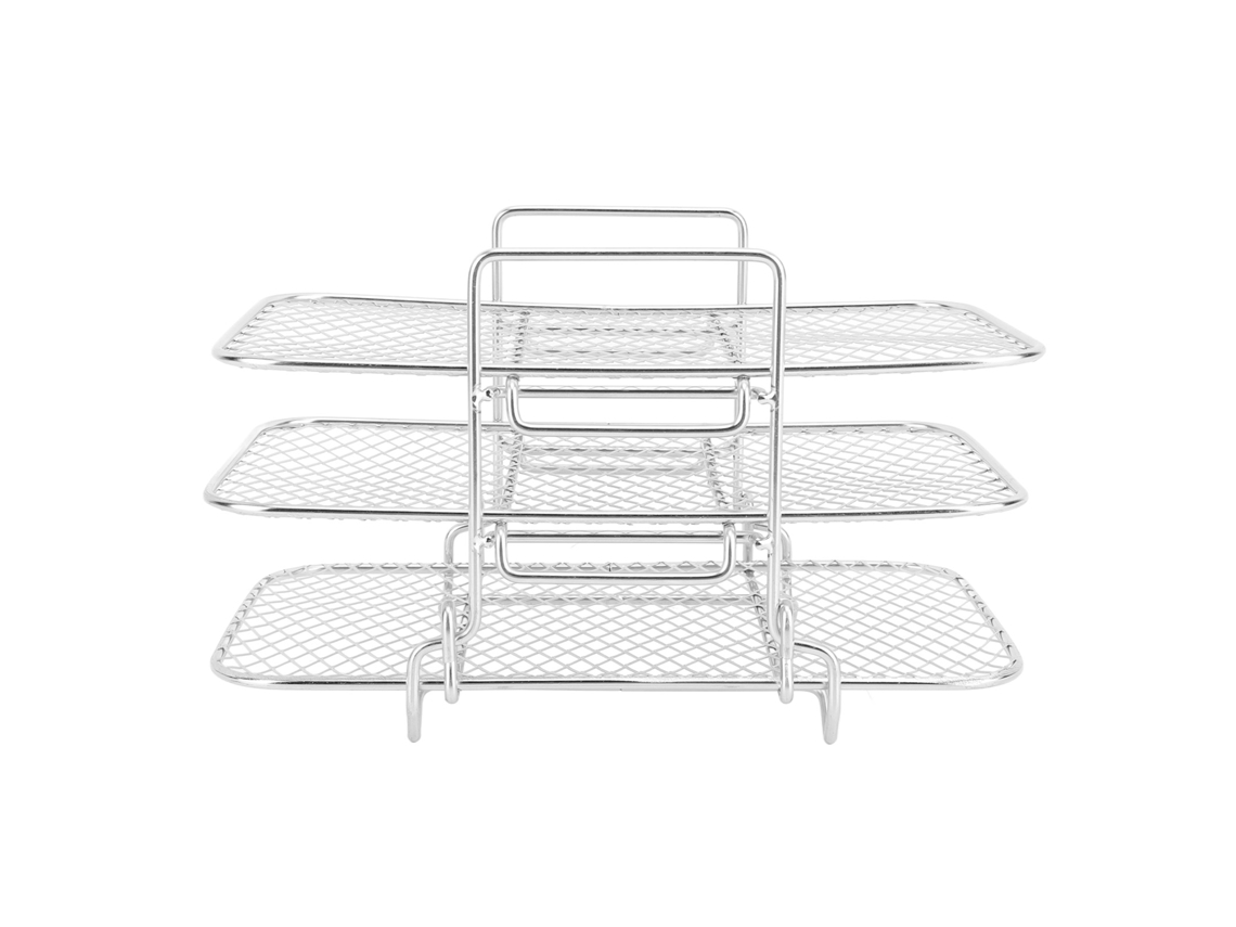 Rejilla apilable de acero inoxidable de 3 niveles para freidora, ideal para cocinar y deshidratar alimentos | Sin marca