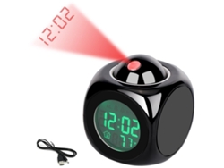 Reloj Despertador Con Proyección Led, Anuncio Por Voz Digital, Display De Temperatura