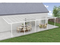 Cazeboo Pérgola Cubierta para Terraza de Aluminio Premium, blanco 10x3 m KLEO
