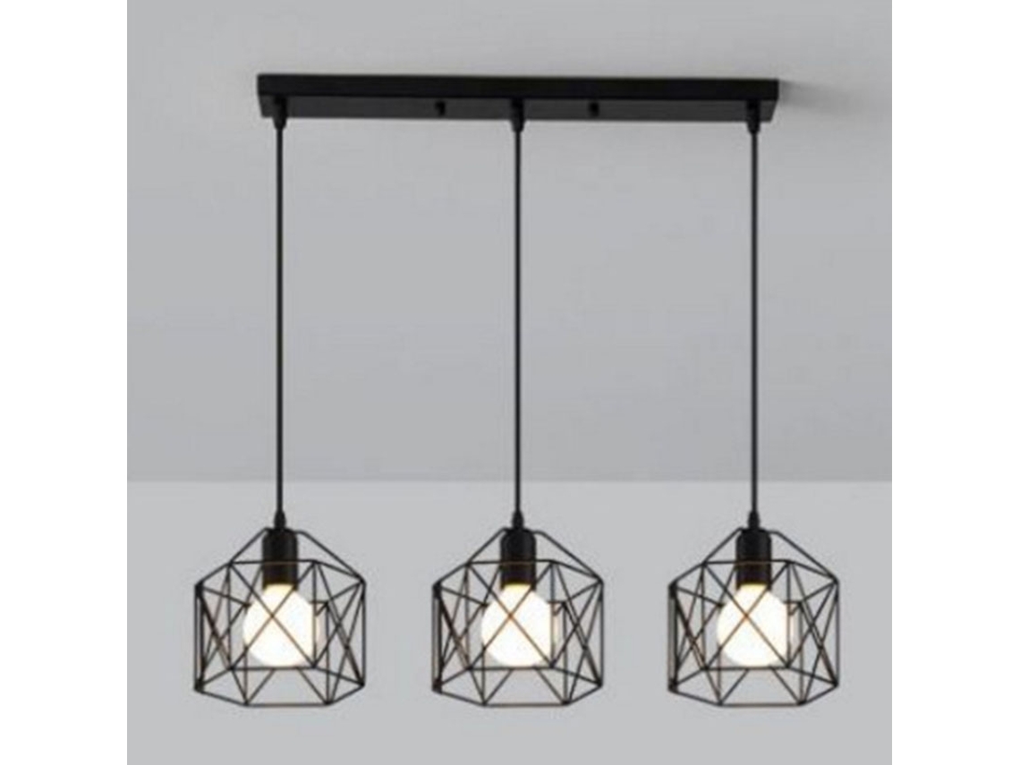 Rebe-lámpara Colgante Moderna Estilo Simple Industrial Robusto Mini Candelabro Para Dormitorio Pasillo 3 Cabezas Placa Recta Sin Bombilla