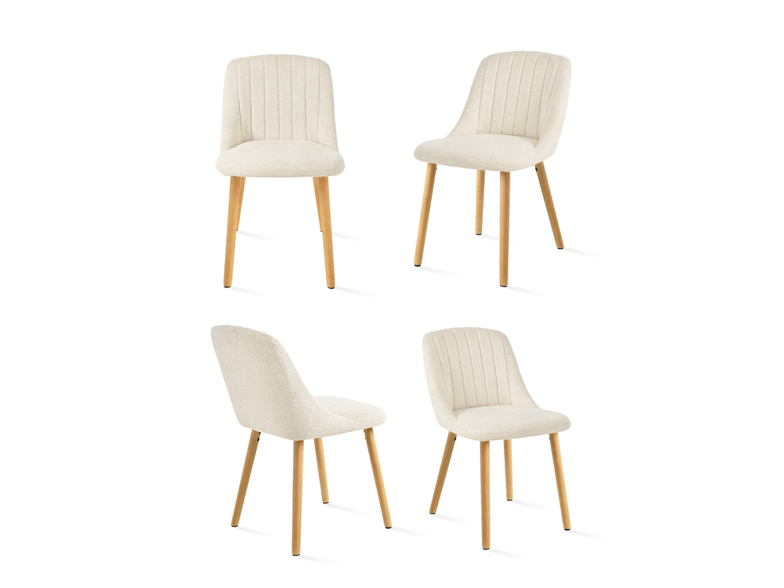 Sillas De Comedor Goeurvant 993(pack De 4, Crema, Chenilla)
