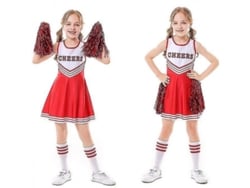 2026-11435-traje De Porrista Para Niñas Fiestas Escolares Disfraz Halloween Vestido Musical Wix 150 Cm Rojo