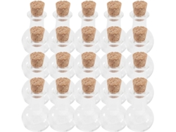 Juego 20 Botellas Vidrio Transparente Finamente Pulidas Tapones Corcho Reutilizables Decorativas Únicas