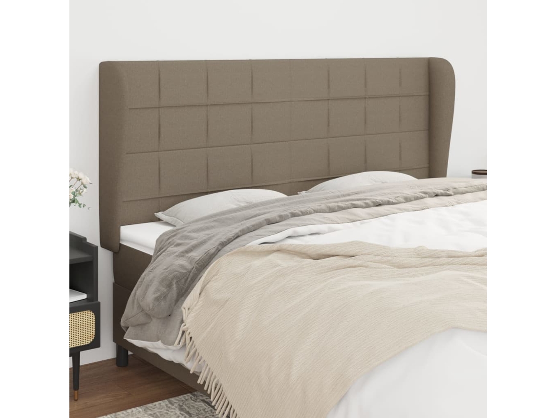 Cabecerocabecero De Camapanel De Cabecera Con Orejas De Tela Gris Taupe 163x23x118/128 Cm