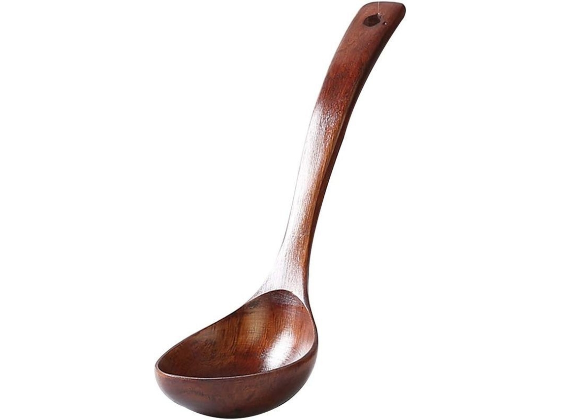 Cuchara Sopera De Madera Con Mango Largo De 28 Cm - Utensilio De Cocina De Primera Calidad