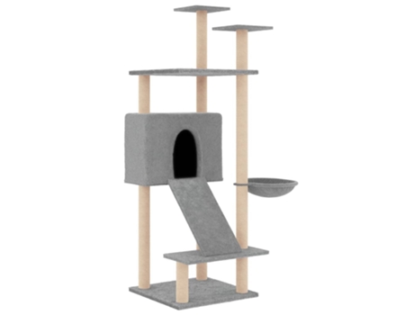 Rascador para gatos con postes de sisal gris claro 153 cm VIDAXL