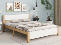 Cama Doble Estructura De Madera 140x200 Cm - Blanco