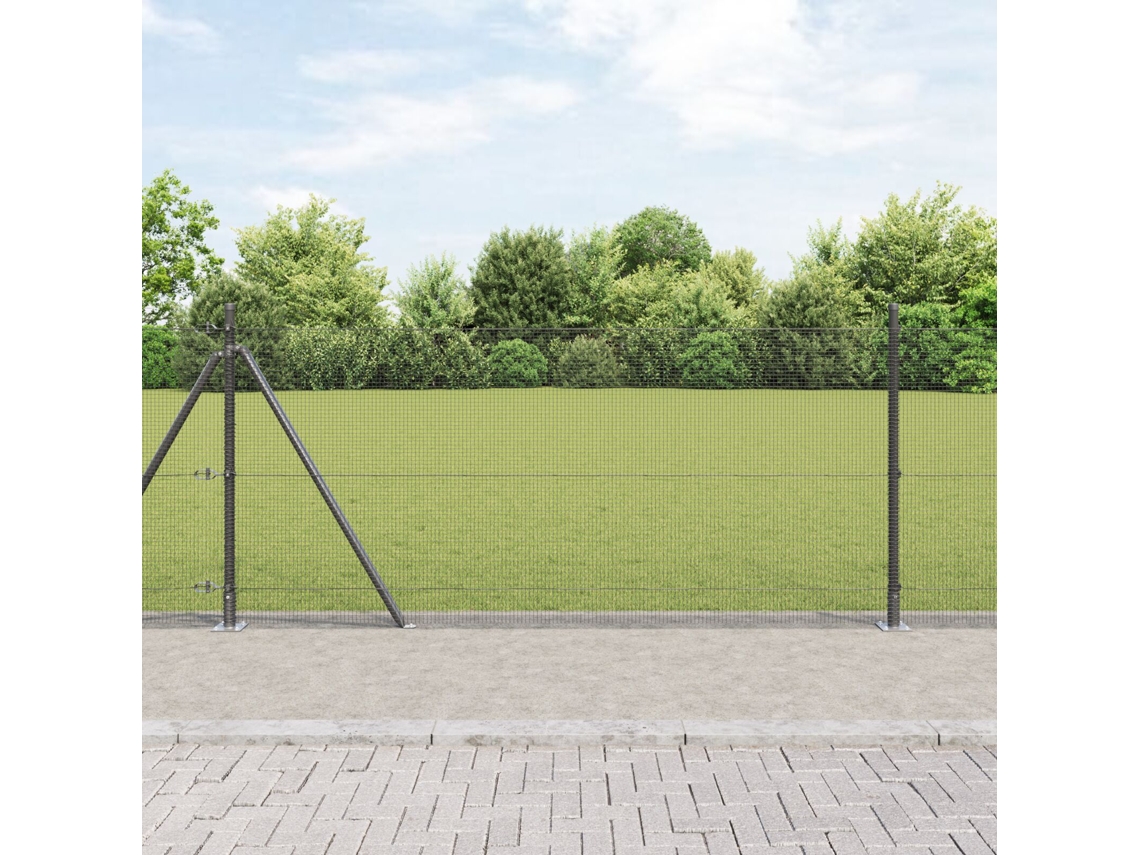 Juego de 2 postes de valla de metal gris, PVC, Lovely Home