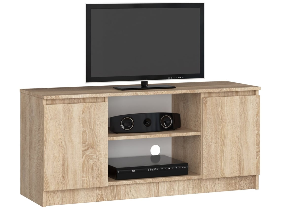 Mueble De Tv Akord Roble Sonoma 120 Cm 2 Puertas Frente En Color Roble Sonoma 2 Estantes 120x40x55 Cm