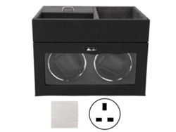 Caja doble de relojes vertical silenciosa con luz ajustable, enchufe británico, gris