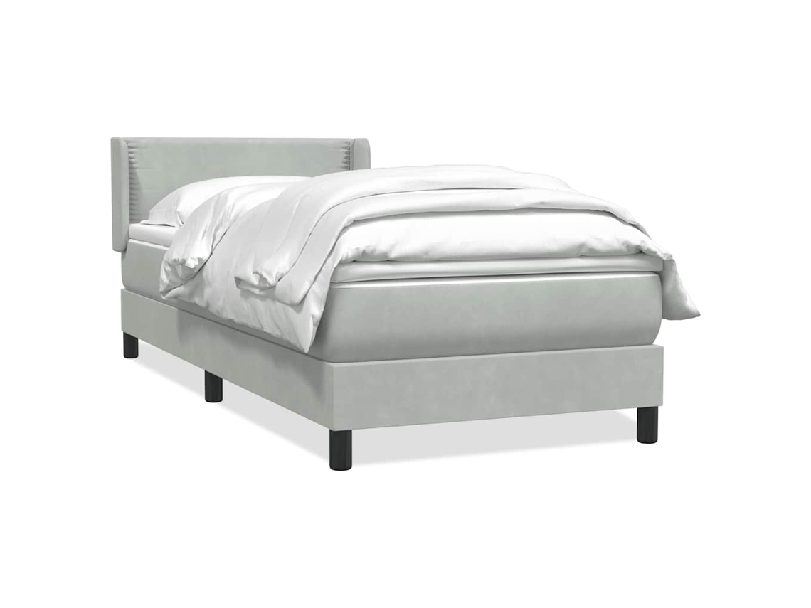 Maison Exclusive - Cama Box Spring Con Colchón Terciopelo Gris Claro 80x210 Cm