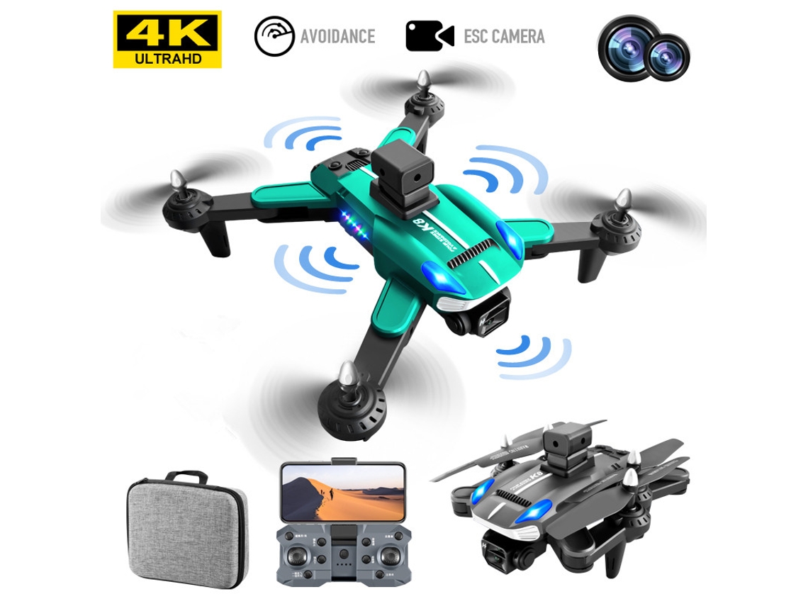 Dron K8 con cámara 4K para evitar obstáculos con láser (Duración de la batería: 15 min - Verde)