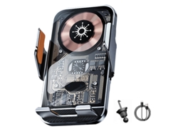 Cargador Inalámbrico Para Coche, Carga Rápida De 15 W, Ajustable 360°, Gris