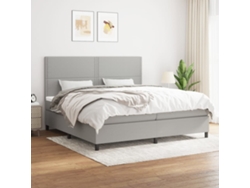 Cama Box Spring Con Colchón Tela Gris Claro 200x200 Cm