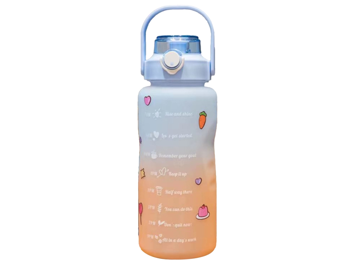 Kit De 2 Botellas Antifugas Con Acabado Degradado Esmerilado Y Pajitas, De 2000 Ml Y 800 Ml, Para Deportes Y Uso Portátil.