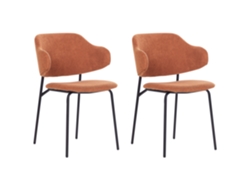 Conjunto de 2 cadeiras de refeição sem braços BELIANI Kenai de Poliéster Laranja 46x58x82