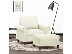 Sillón De Salón | Silla | Sillón Con Taburete Terciopelo Crema 60 Cm Wsd791944