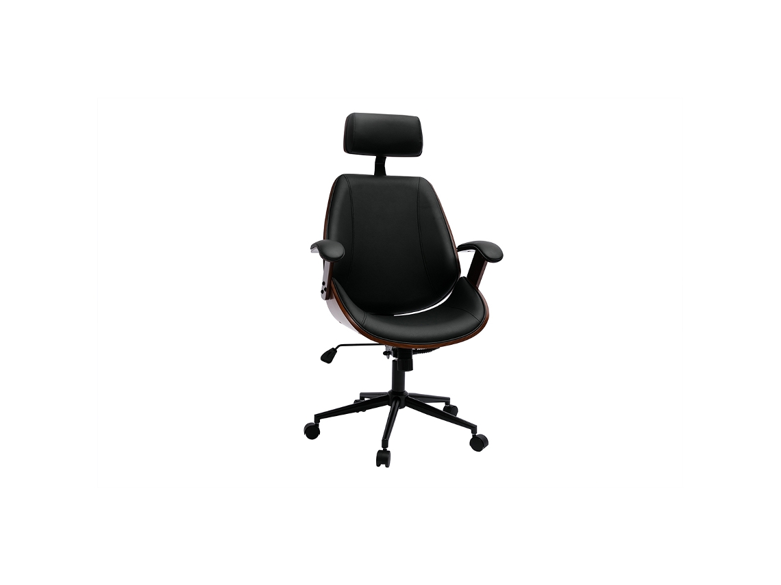 Sillón de Oficina de Dirección de Diseño Negro Madera Oscura Y Metal Negro Musk MILIBOO