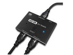 HDMI 2.1 Ultra HD 8K de alta velocidad de 48 Gbps, solo interruptor direccional, salida 2x1, 8K 60 Hz, 4K 120 Hz (negro), Bestvite (8K)