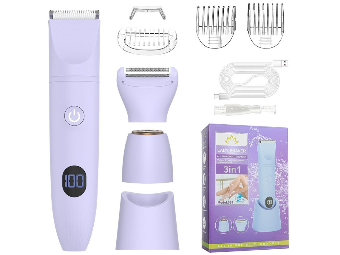 Afeitadora multifuncional Chennnls 599 para mujer, depilación corporal completa, carga USB (3 en 1 con base)