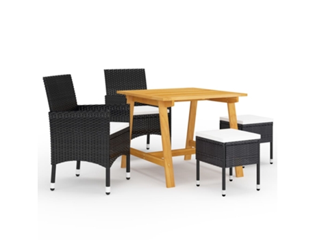 Conjunto 5 Juego de comedor de jardín de VIDAXL negro
