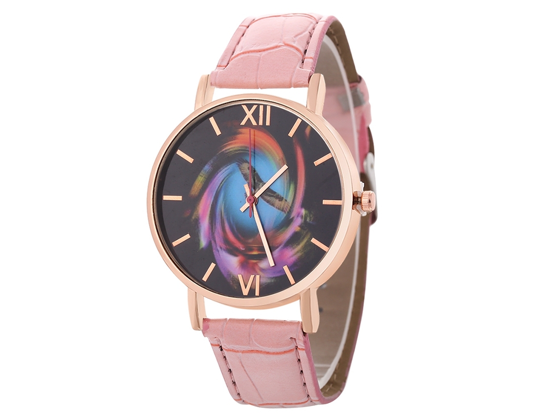 Reloj De Mujer Coreano Zhoulianfa T0138-z Correa De Cuero Cuarzo Rosa