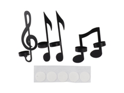 Apliques de pared con velas y notas musicales, color negro, 4 piezas.