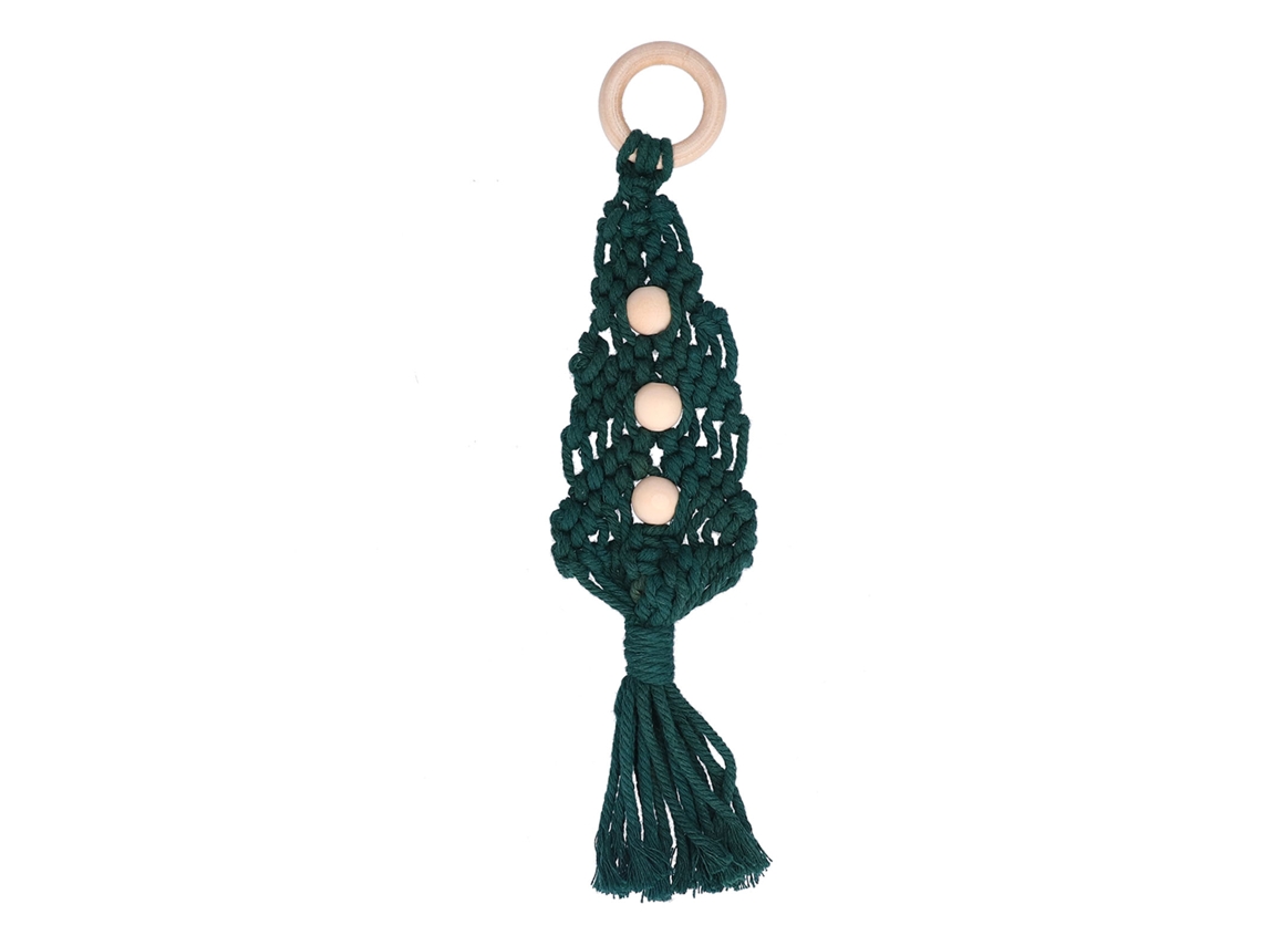 Baok - Adornos navideños de madera con cuerda de algodón trenzada a mano para colgarlos uno mismo.